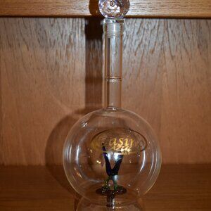 Tequila Casino Azul Hand-Blown Glass Decanter with Parrot Inside EMPTY BOTTLE